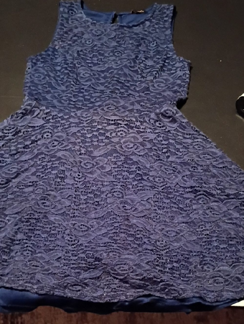 City Triangles Navy Lace Fit-and-Flare Dress